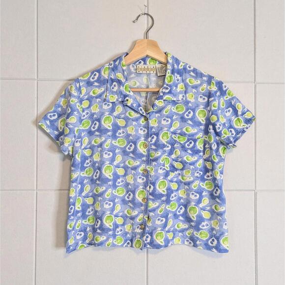 Sigrid Olsen Tops - Vintage 90s Sigrid Olsen cropped boxy fruit print top